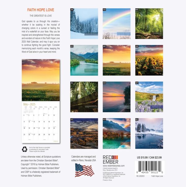 2025 Faith Hope Love Christian Wall Calendar | Bible Verses | 12"x24" - Image 2