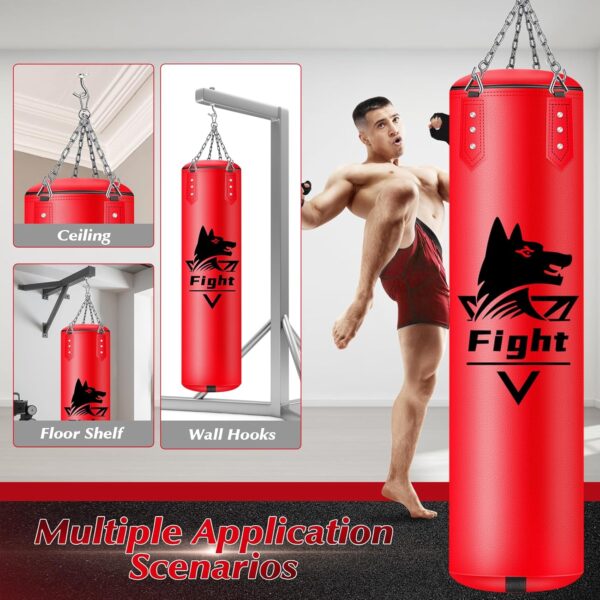 Professional 4FT Boxing Bag: Heavy Duty PU Leather MMA Training Set w/Gloves - Image 4