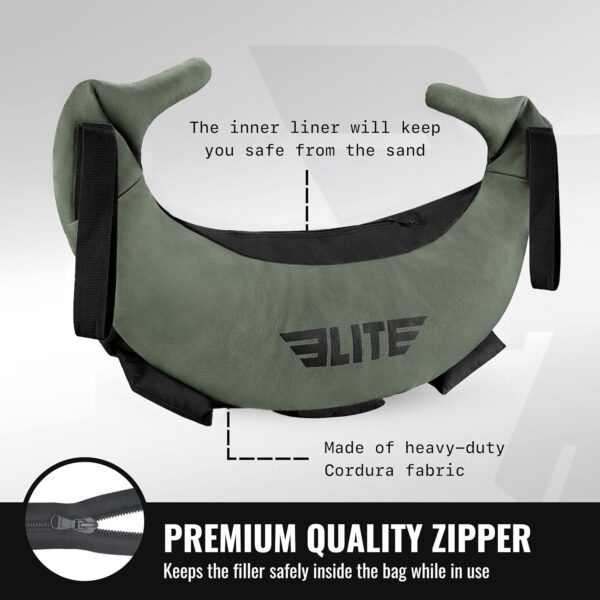 Elite Sports Bulgarian Canvas Sandbag | MMA Training Bag 17-45lbs UNFILLED - Image 3