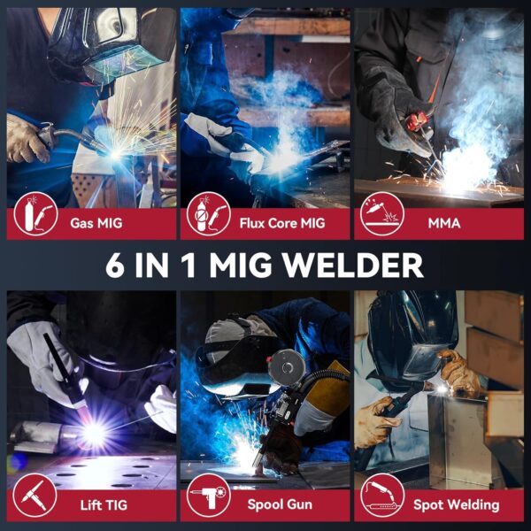 ARCCAPTAIN 250A 6-in-1 Dual Voltage MIG/TIG/Stick Aluminum Welder w/Display - Image 2