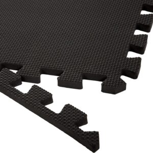 Interlocking EVA Foam Floor Tiles for Home Gym, Yoga Mat, Workout Equipment, or Child's Play Surface - Set of 6, (Black) by Stalwart